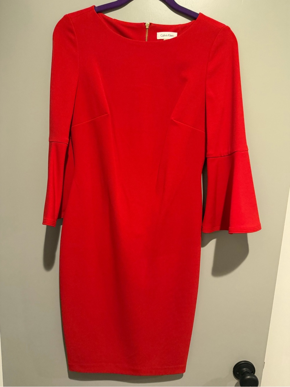 Calvin Klein Red Bell-Sleeve Sheath Dress